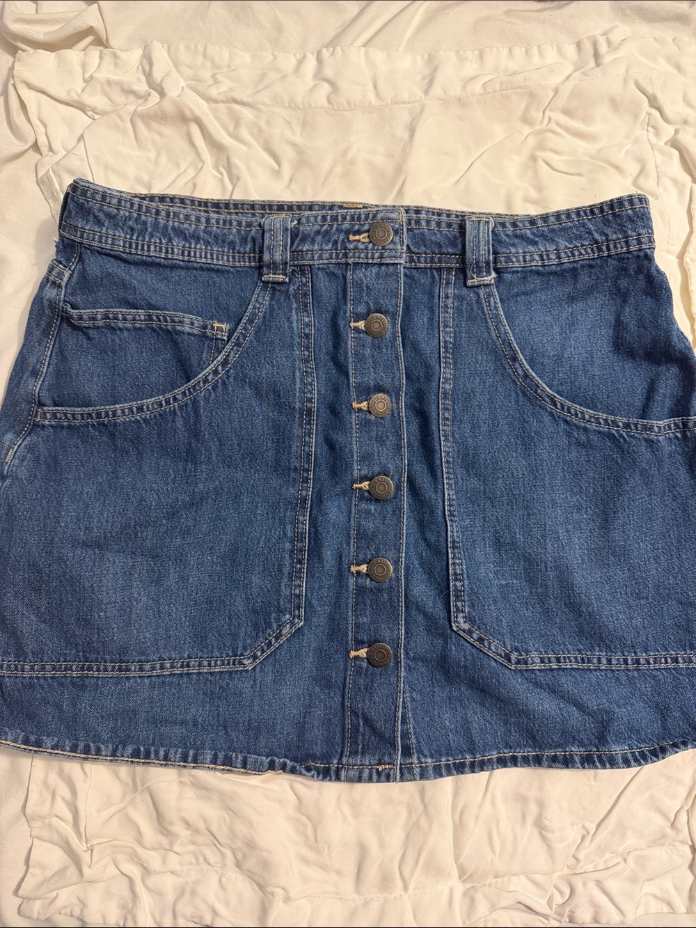 Old Navy Classic Blue Denim Button-Front Skirt